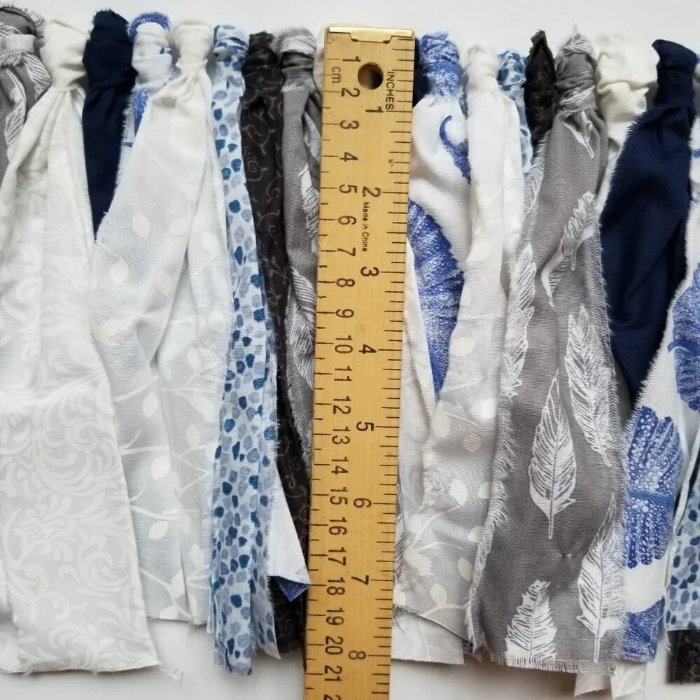 Fabric Banner Wall Hanging | Cubicle Decor, Fabric Garland | Blue Bohemian | 7'